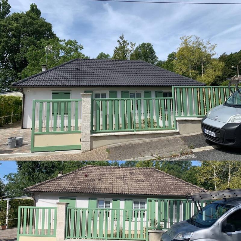 Toiture avant / après rénovation et traitement hydrofuge